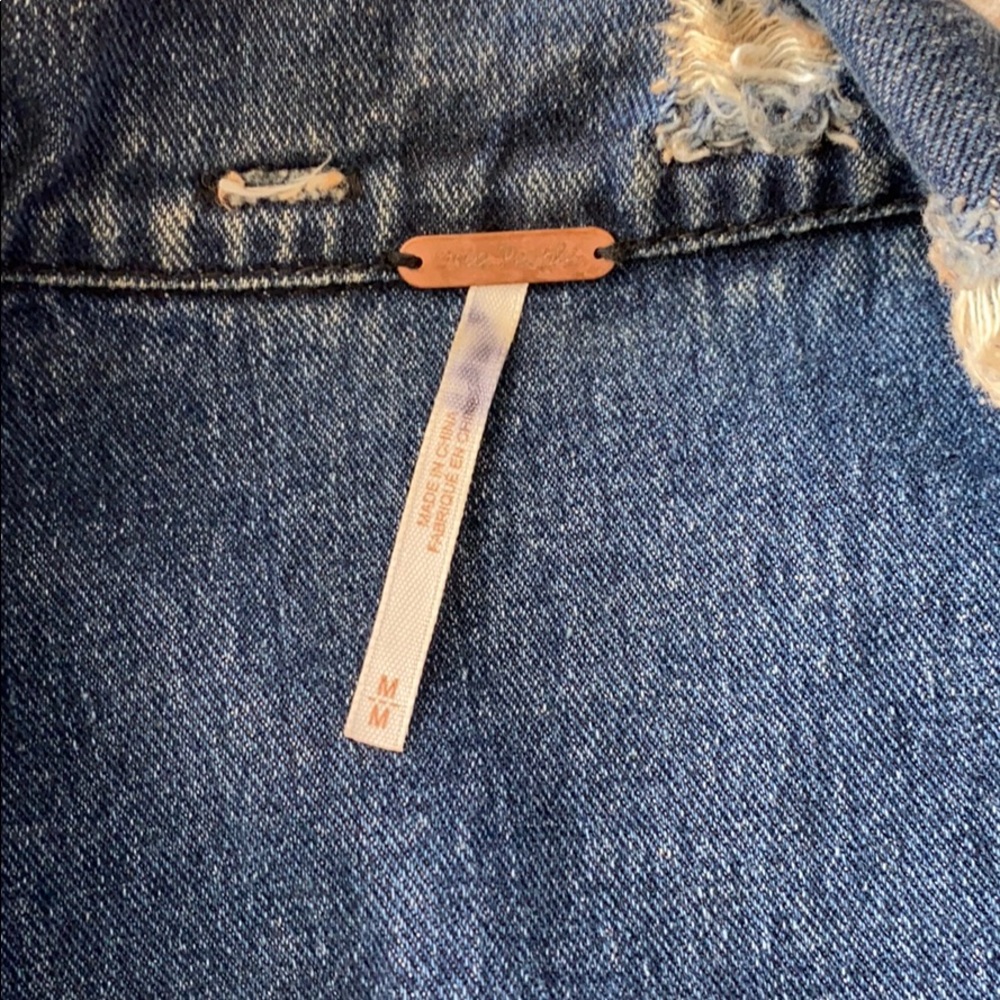 Free People Denim Knit Sleeve Jacket {Indigo} M - Picture 4 of 7
